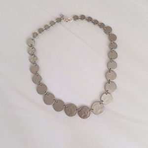 Loft hammered pale-gold disk necklace